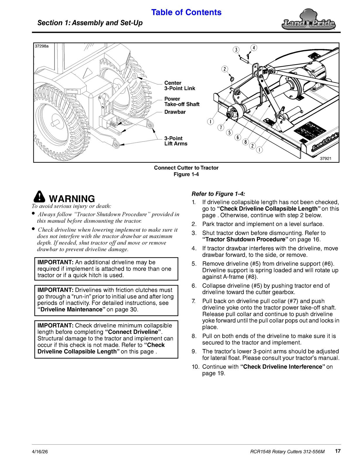 LAND PRIDE RCR1548 Rotary Cutter Operators Manual 2026 - WIRE BOUND - COVERS