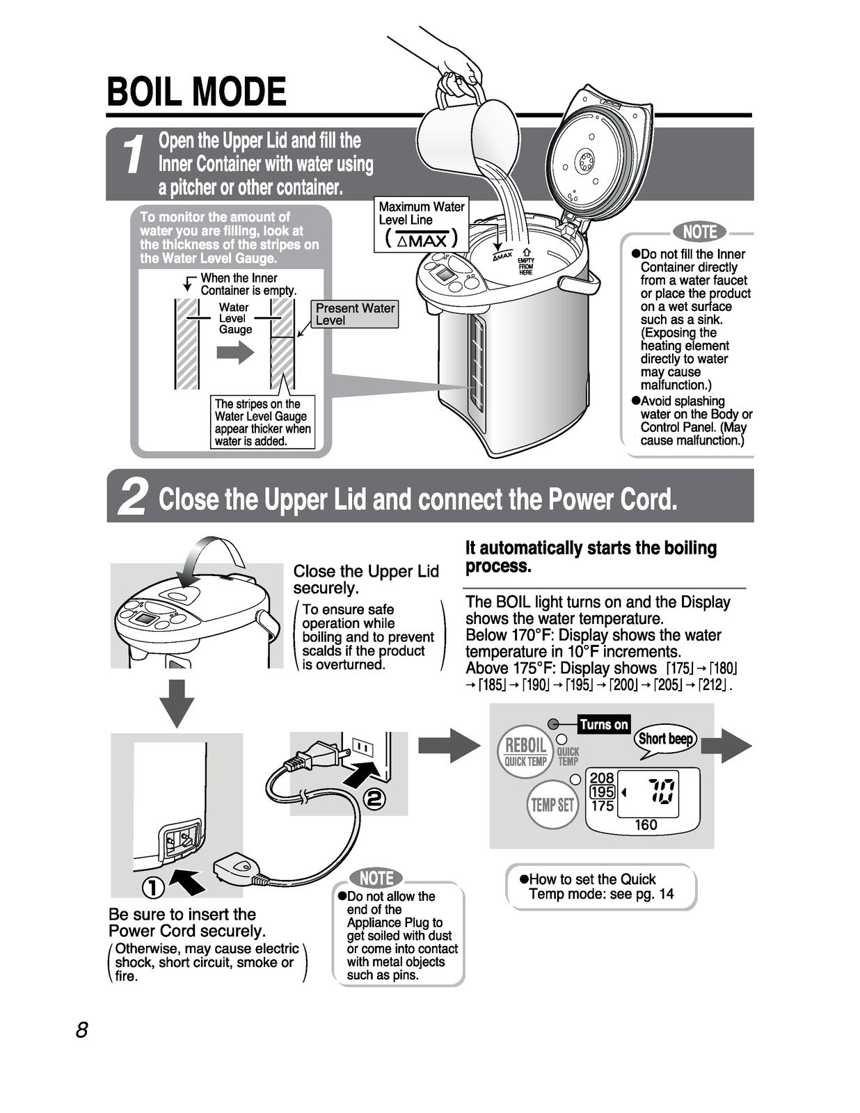 ZOJIRUSHI CD-WCC30 40 Micom Water Boiler  Operating Instructions Manual - BOUND