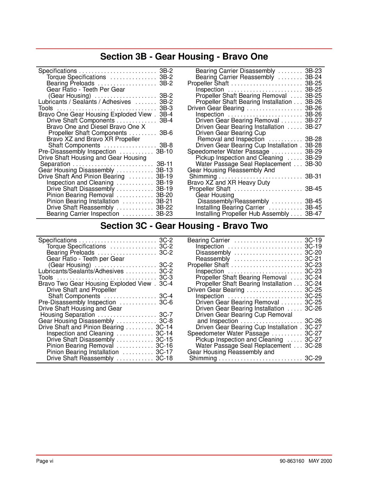 MERCURY MERCRUISER Bravo Sterndrives Service Manual 2000 - WIRE BOUND - COVERS