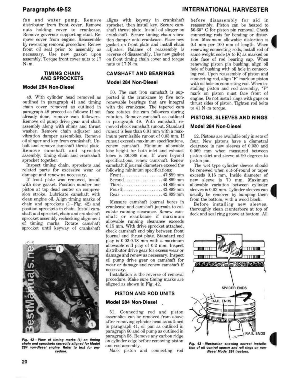 INTERNATIONAL 274 284 Tractor Service & Operators Manual BUNDLE - WIRE BOUND