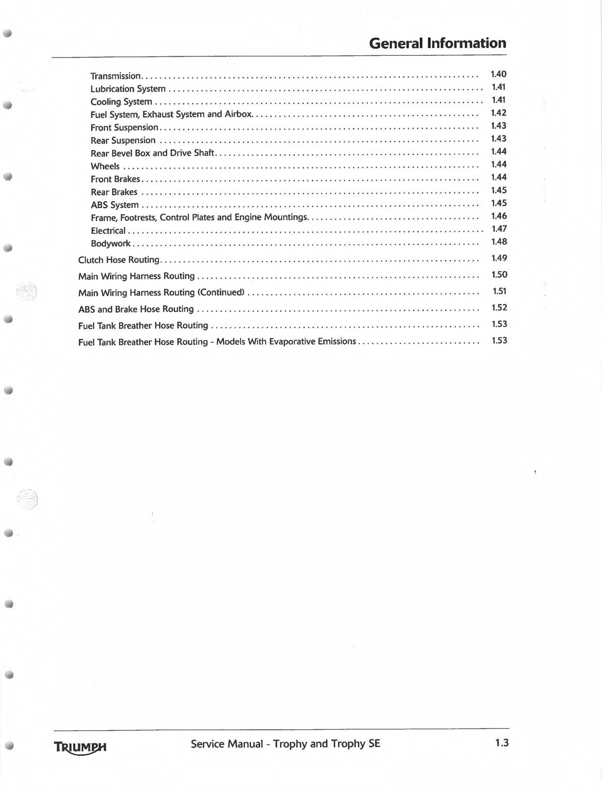 TRIUMPH Trophy Trophy SE Motorcycle Service Manual 2013-2016, FOLDOUTS