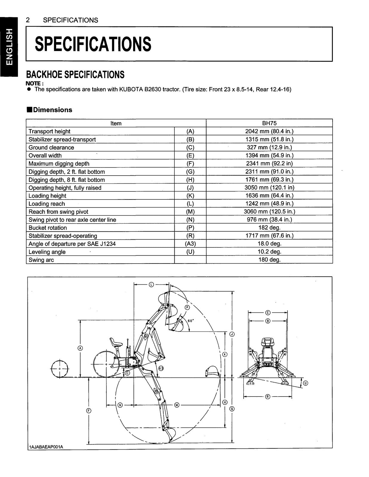 KUBOTA BH75 Backhoe Operators Manual - STEEL WIRE BOUND - PROTECTIVE COVERS