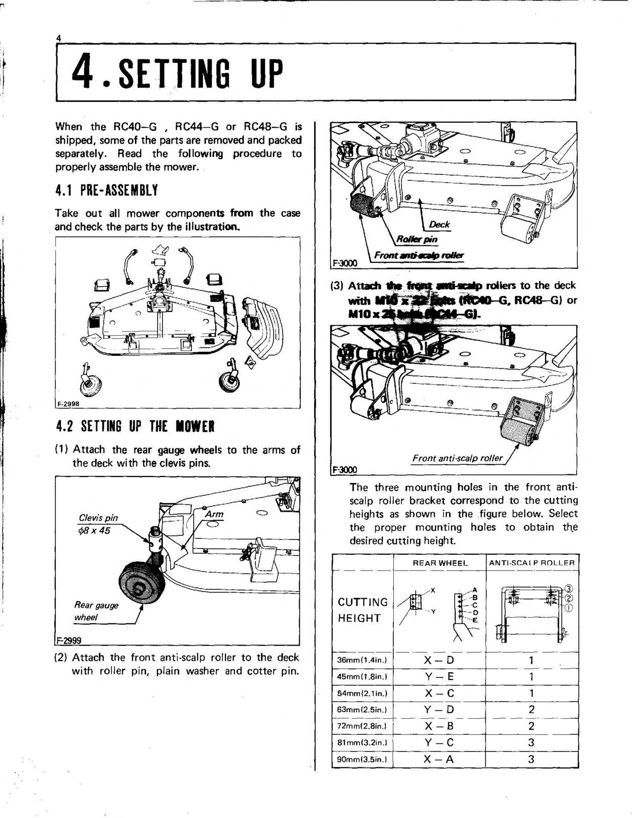 KUBOTA RC40-G RC44-G RC48-G Mower Deck Operators Manual - WIRE BOUND - COVERS