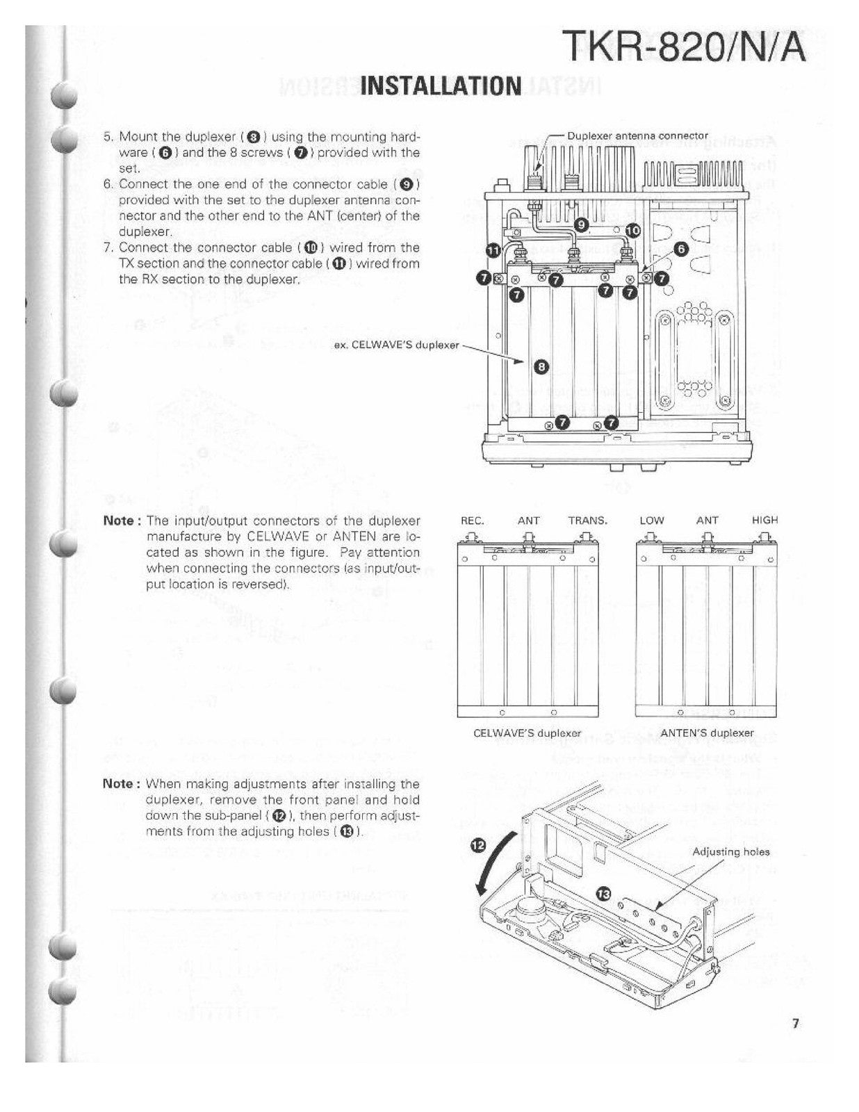 KENWOOD TKR-820 UHF Repeater Service Manual - STEEL WIRE BOUND - TOUGH COVERS