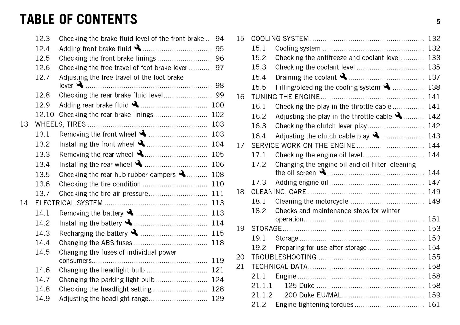 KTM 125 Duke 200 Duke Owners Manual 2013 - STEEL WIRE BOUND - PROTECTIVE COVERS