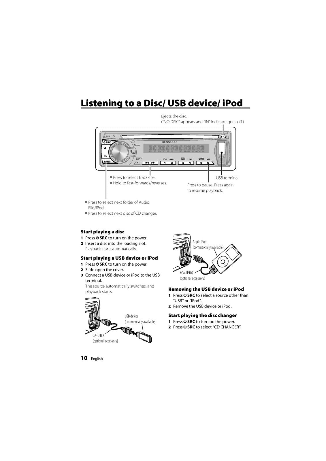 KENWOOD KDC-BT648U KDC-X695 395 KDC-348U CD Instruction Manual 2010 - WIRE BOUND