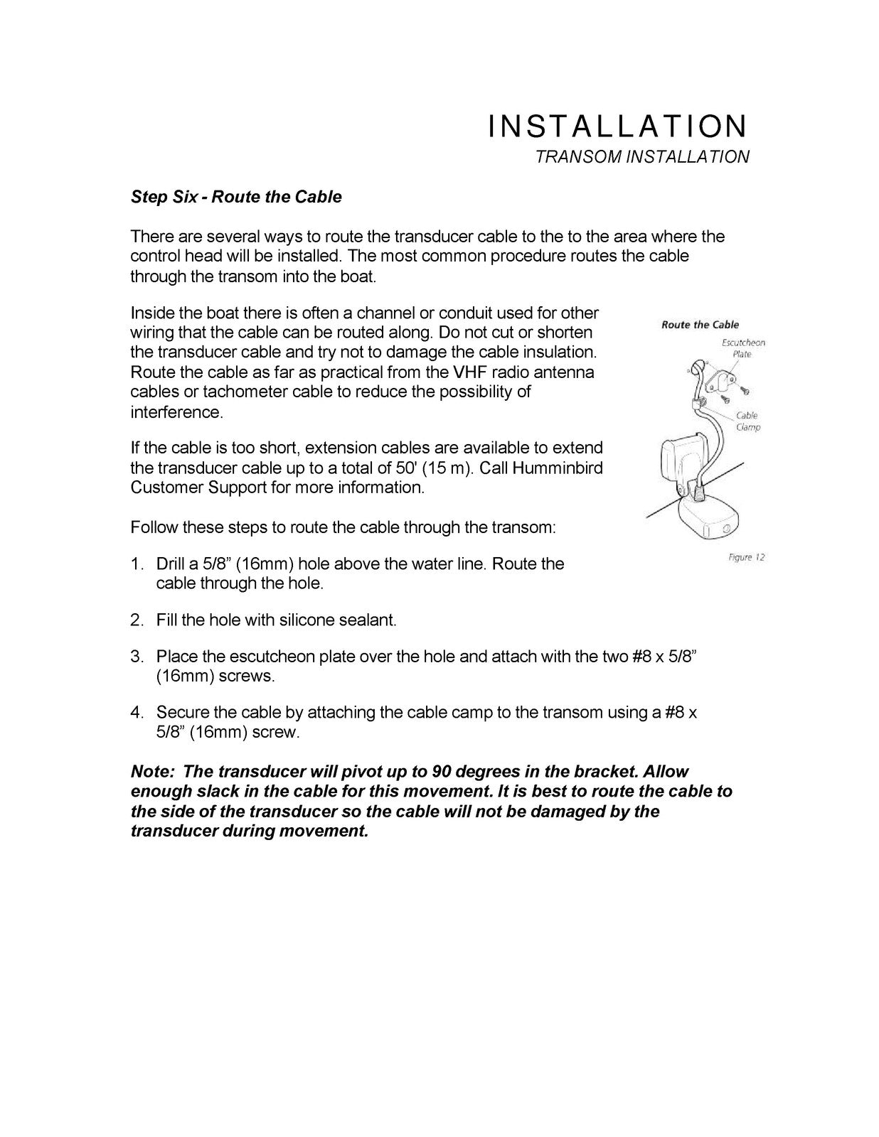 HUMMINBIRD Fishfinder Installation Preparation Manual - WIRE BOUND - COVERS