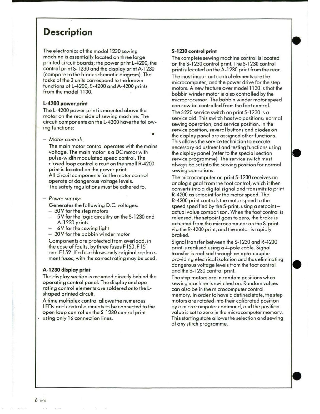 BERNINA 1230 SERVICE MANUAL Supplement to 1130 1120 - WIRE BOUND - TOUGH COVERS