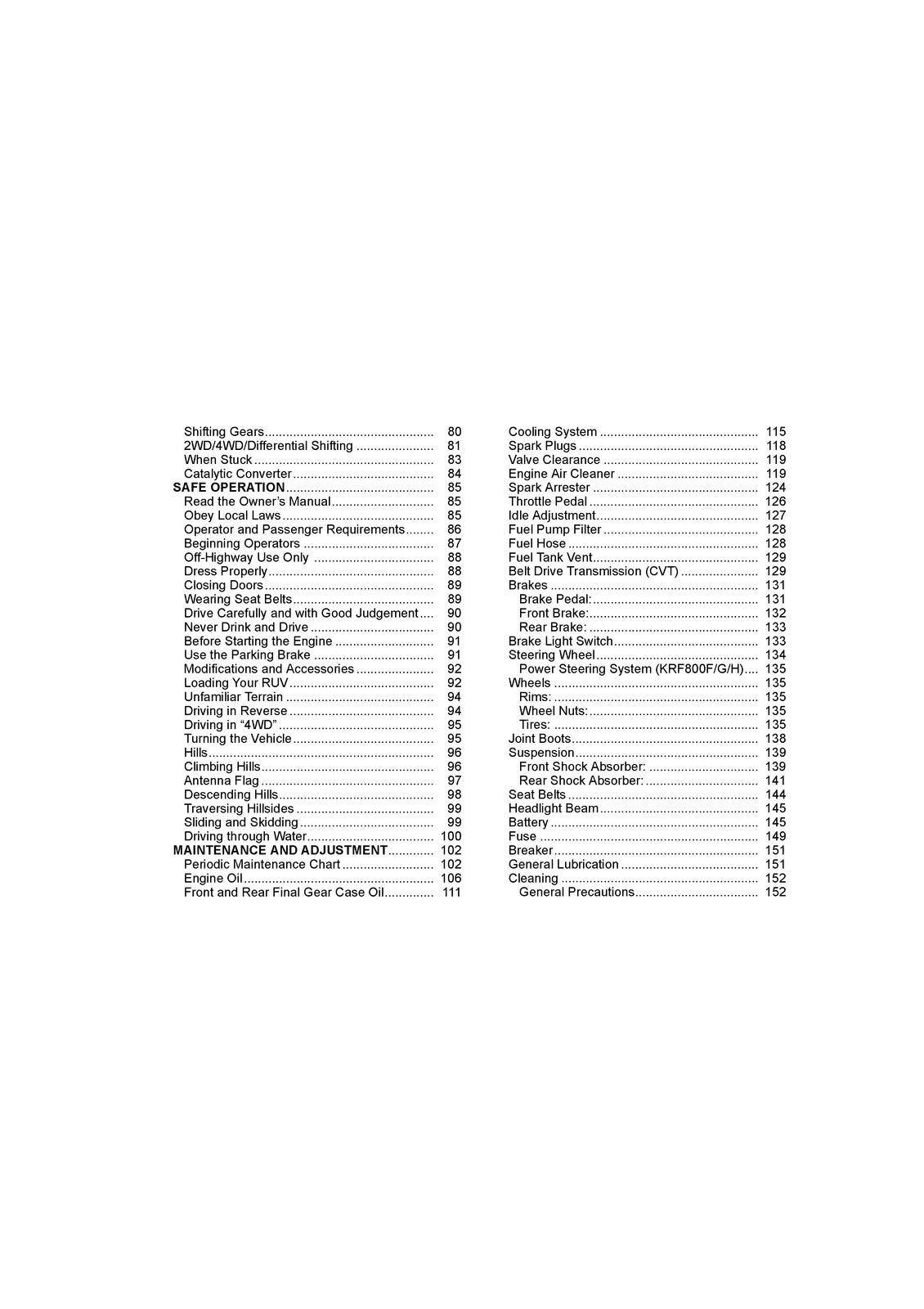 KAWASAKI Teryx LE Owners Manual 2016 - STEEL WIRE BOUND - PROTECTIVE COVERS
