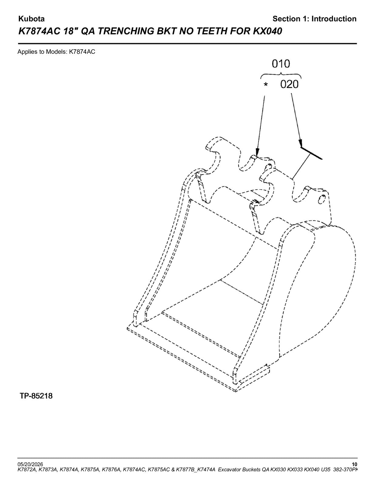 LAND PRIDE K78XX KX030 033 040 U35 K-series Excavator Parts Manual 2026 - BOUND