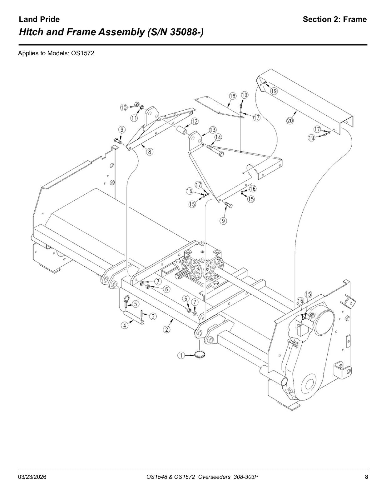 LAND PRIDE OS15 Series Overseeders Parts Manual 2026 - WIRE BOUND - TOUGH COVERS