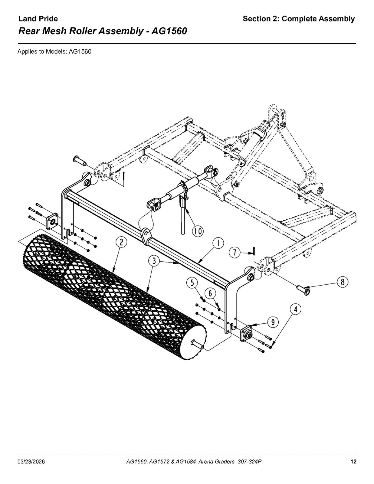 LAND PRIDE AG15 Series Arena Graders Parts Manual 2026 - WIRE BOUND - COVERS