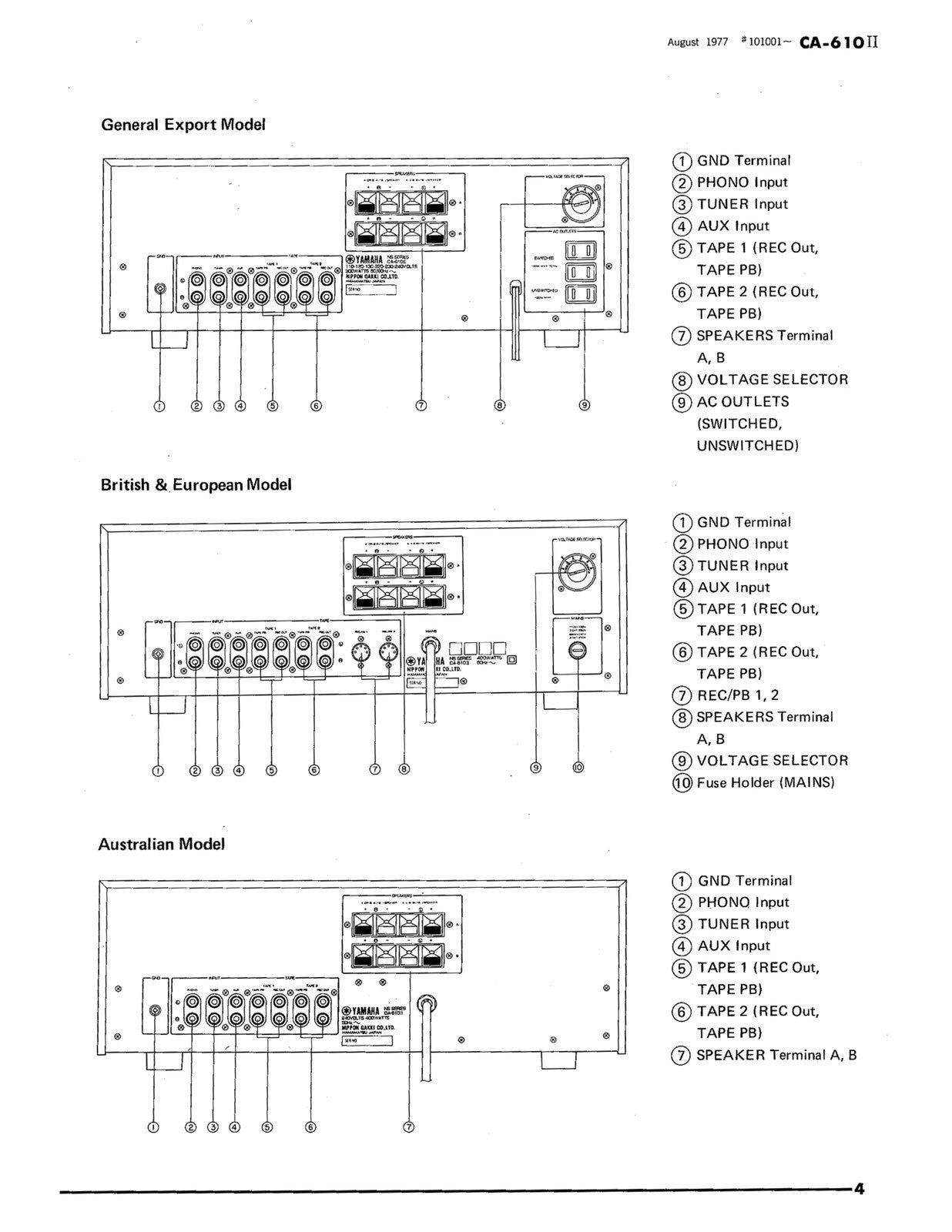 YAMAHA CA-610 II Stero Amplifier Service Manual - BOUND - COVERS - XL FOLDOUTS