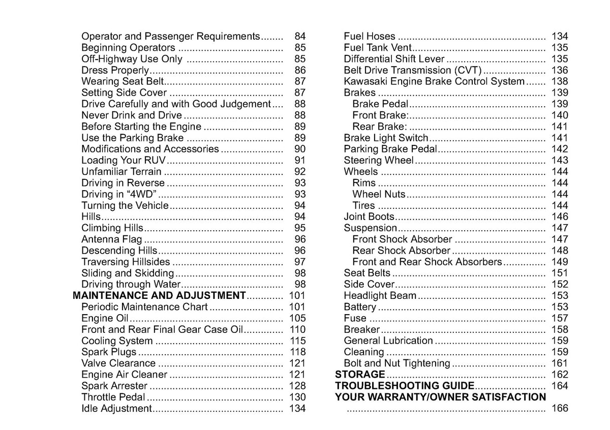 KAWASAKI Teryx 750 FI 4x4 LE Owners Manual 2012 - WIRE BOUND - TOUGH COVERS