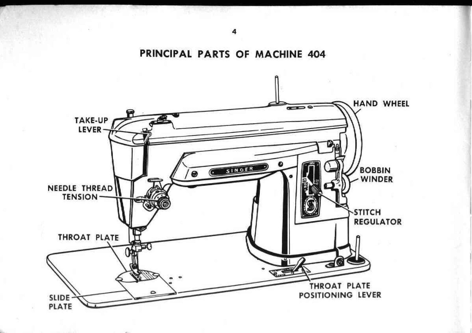 SINGER 404 Slant Needle Sewing Machine Instruction Manual - WIRE BOUND - COVERS