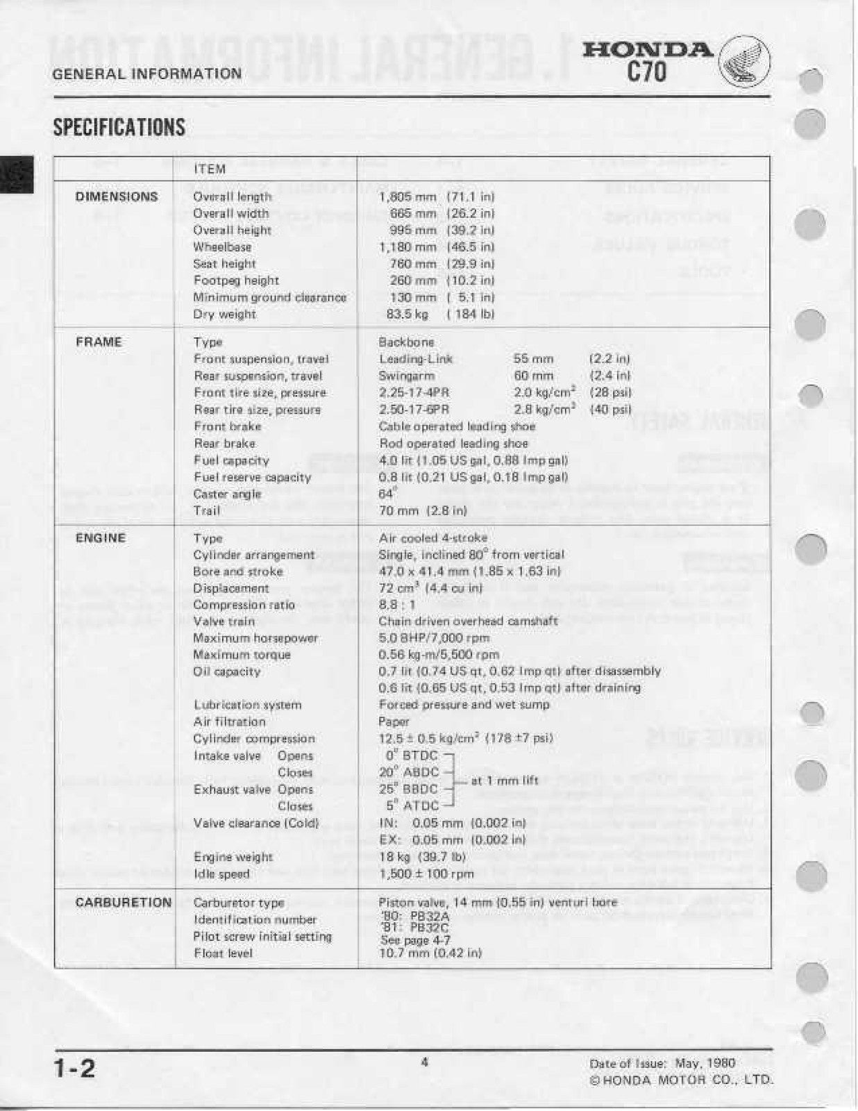 HONDA C70 Shop Manual 1980 Through 1982 1981 - STEEL WIRE BOUND - TOUGH COVERS