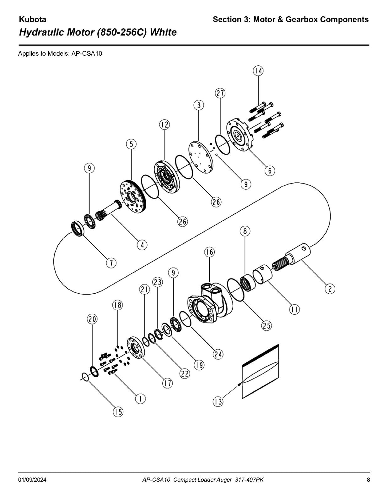 LAND PRIDE CSA10 Series Compact Augers Parts Manual 2023 - WIRE BOUND - COVERS