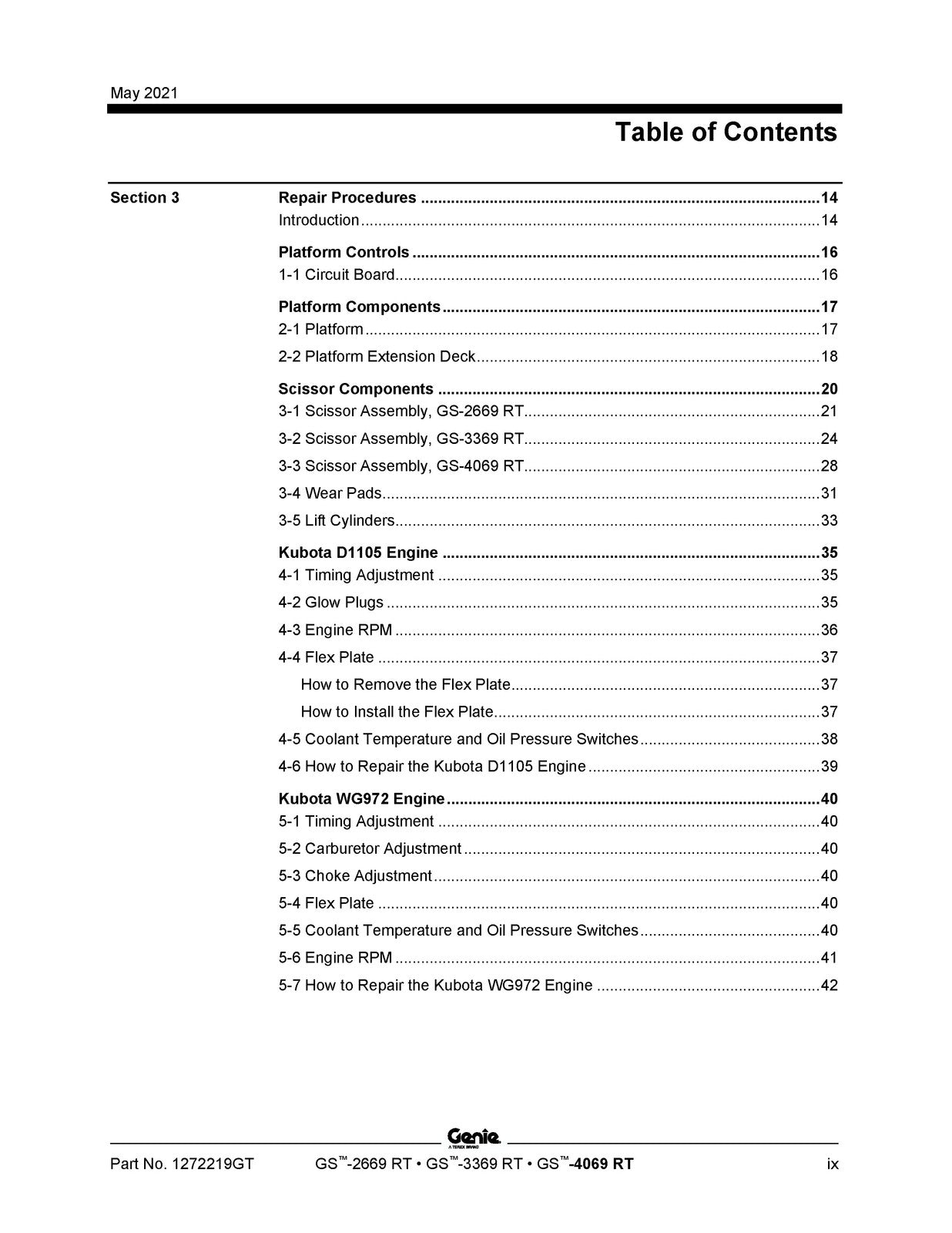 GENIE GS-2669 RT Scissor Lift Service And Repair Manual, BOUND, COVERS, FOLDOUTS
