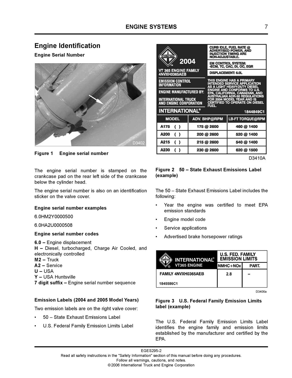 INTERNATIONAL VT 365 Diesel Engine Service Manual - WIRE BOUND - TOUGH COVERS
