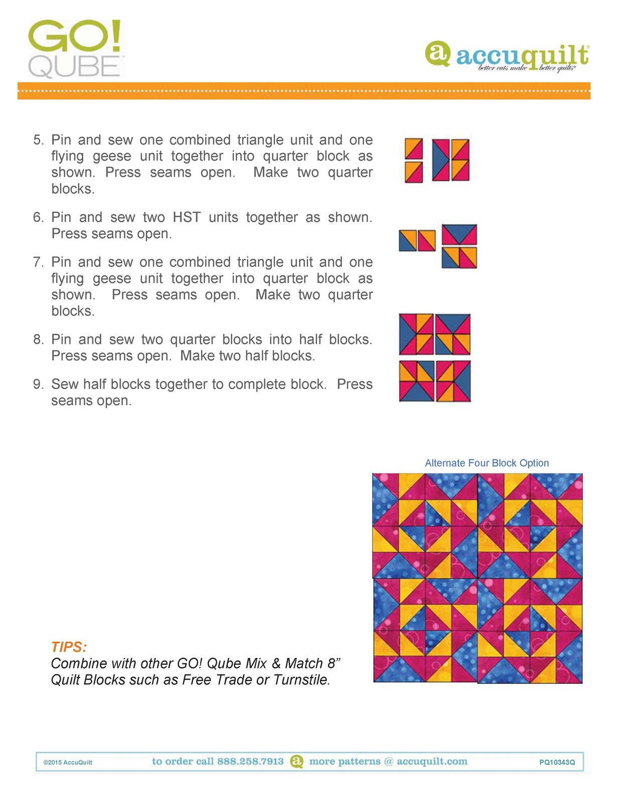 ACCUQUILT GO QUBE 8" Block Patterns Manual - WIRE BOUND - TOUGH COVERS