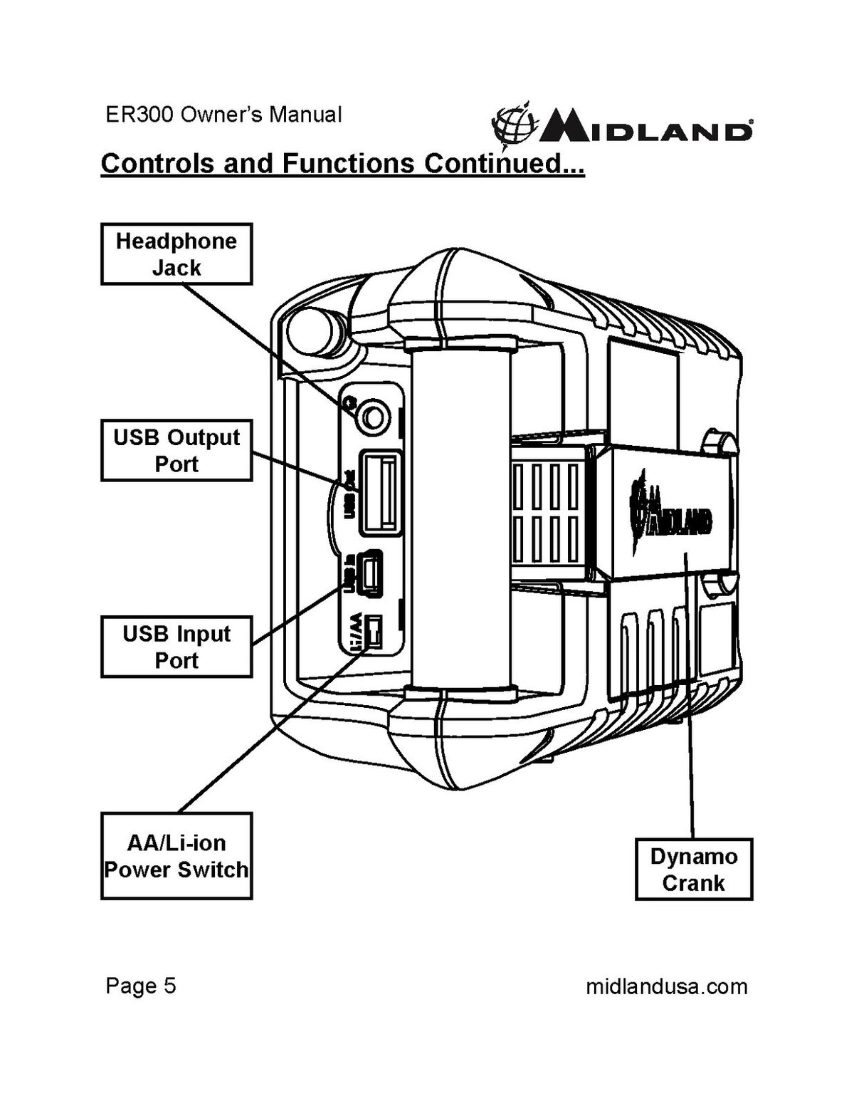 MIDLAND ER300 Emergency Crank Digital Weather Alert Radio Owners Manual - BOUND