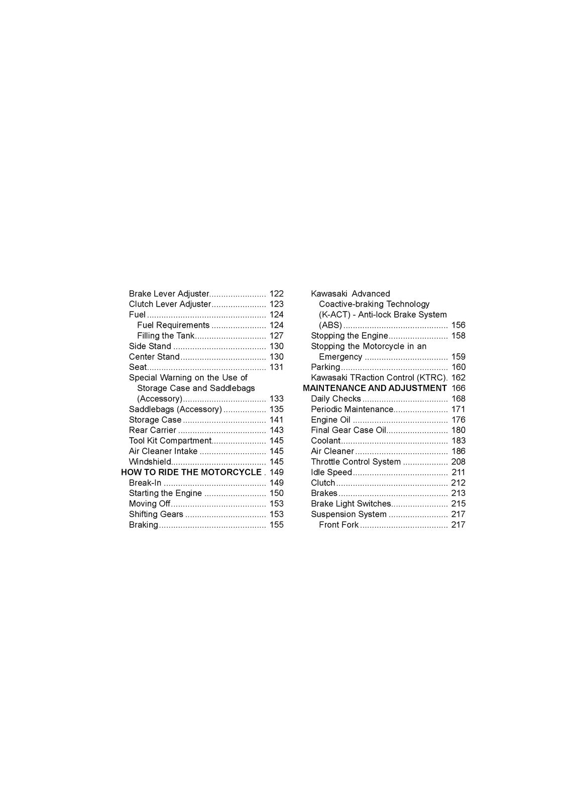 KAWASAKI Concours 14 ABS Motorcycle Owners Manual 2019 - WIRE BOUND - COVERS