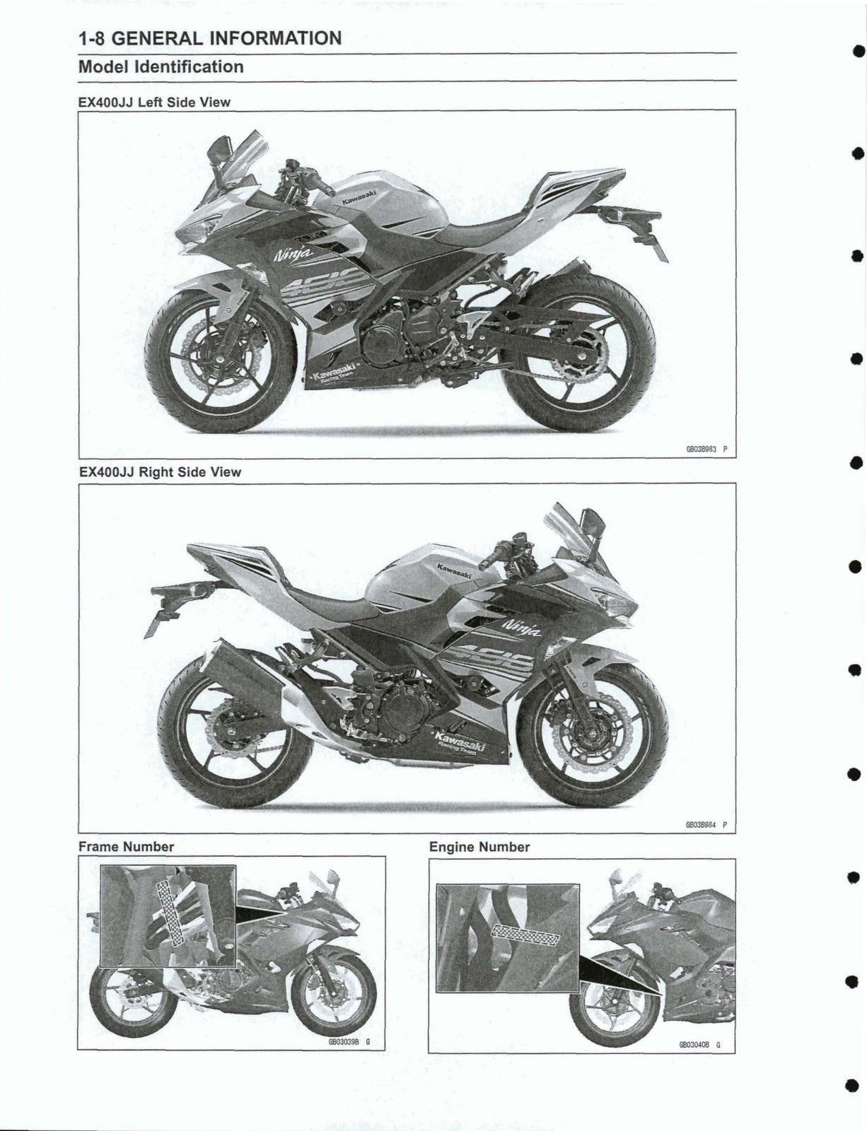 KAWASAKI Ninja 400 Motorcycle Service Manual 2018-2019 - WIRE BOUND - COVERS