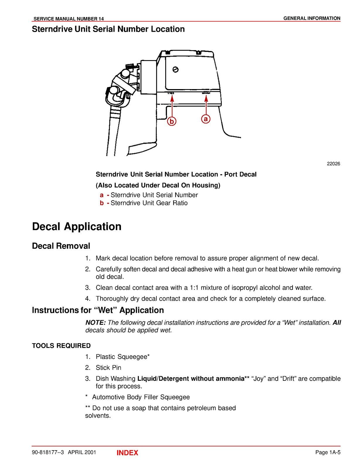 MERCURY MERCRUISER Alpha One Generation II Sterndrive Service Manual 2001