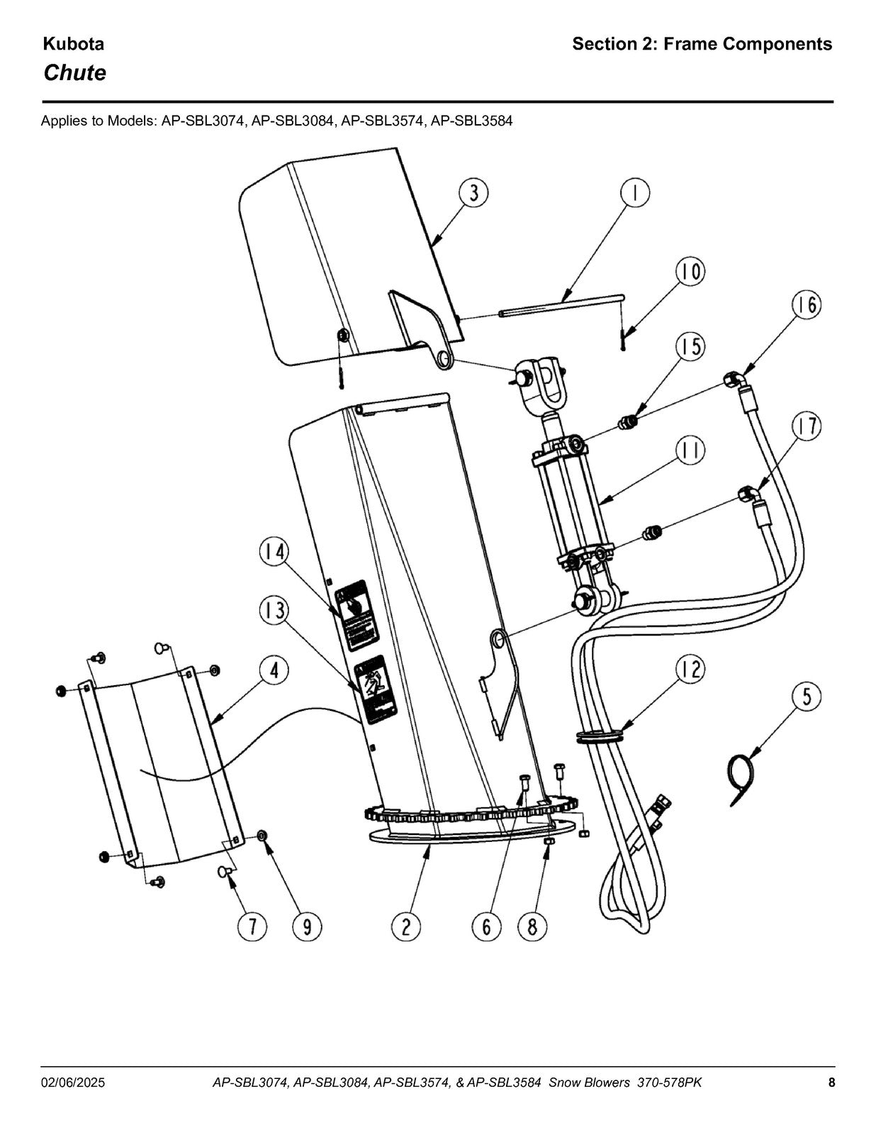 LAND PRIDE SBL30 SBL35 Series Snow Blowers Parts Manual 2025 - WIRE BOUND