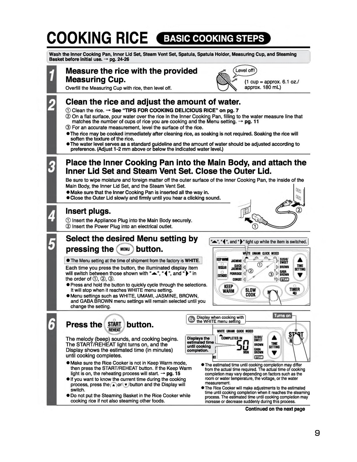 ZOJIRUSHI NL-GAC10 18 Umami Micom Rice Cooker Operating Instructions Manual