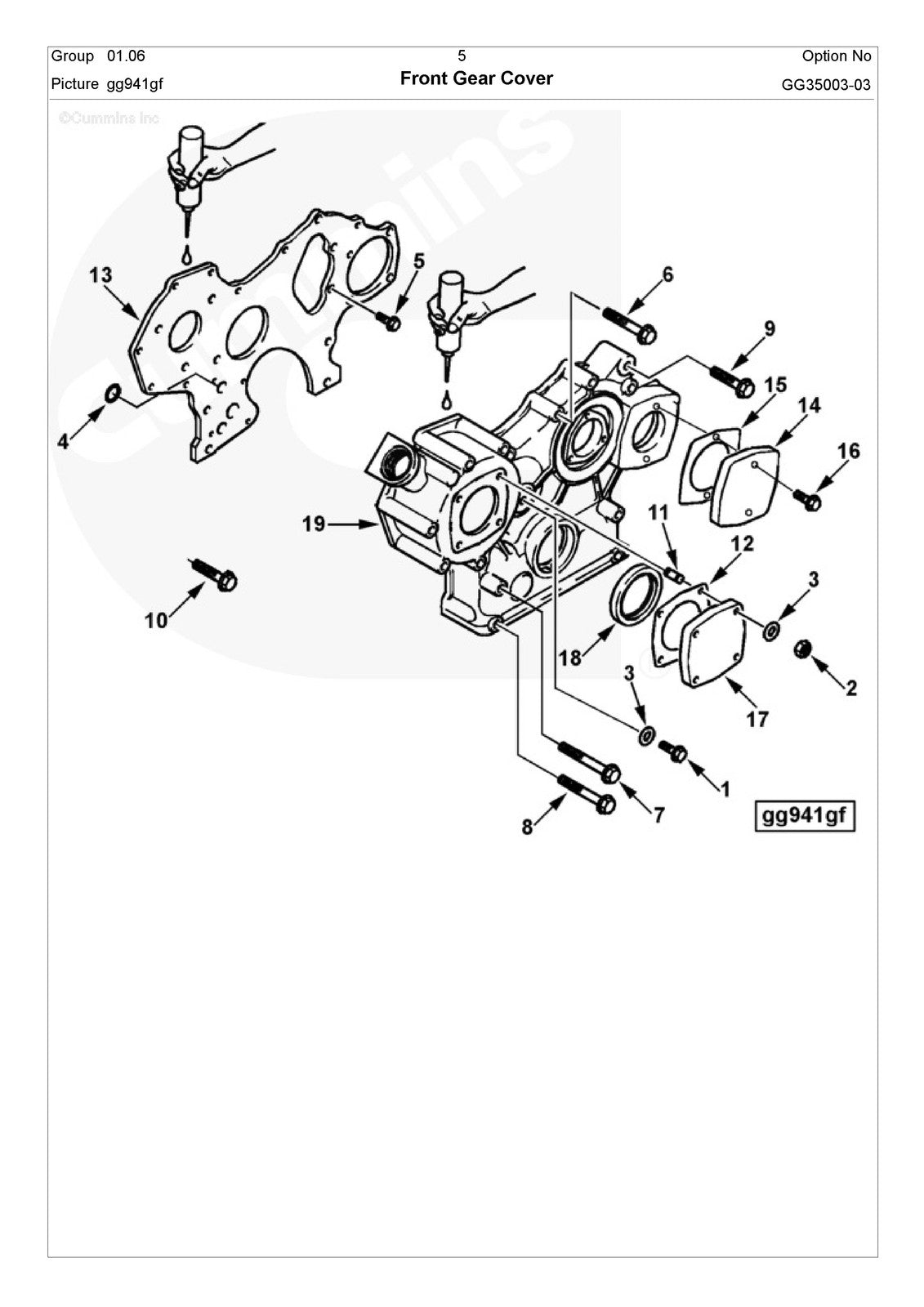 CUMMINS A1700 Engine Parts Catalog Manual SN 70016100 Up 2007 - WIRE BOUND