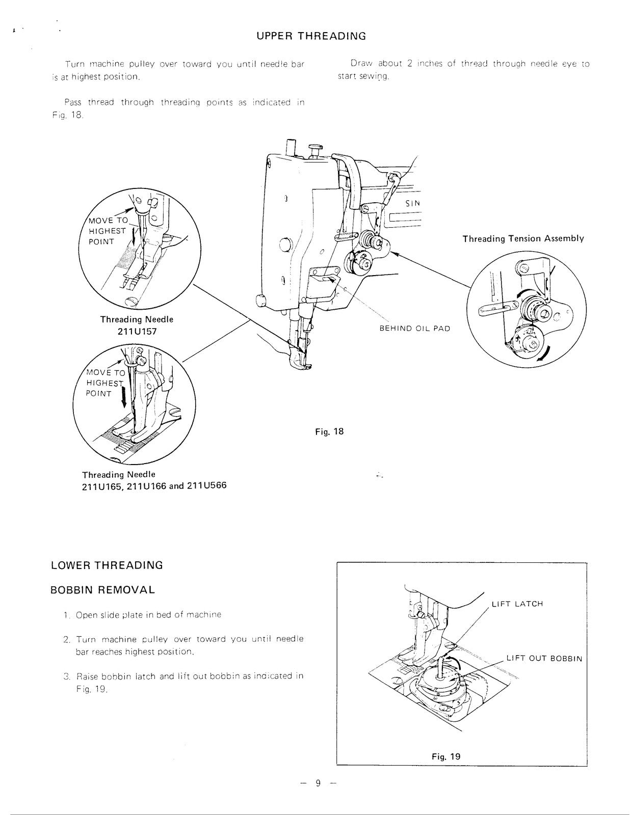 SINGER 211U 157A 165 166 566 Sewing Machine Service Manual - WIRE BOUND - COVERS