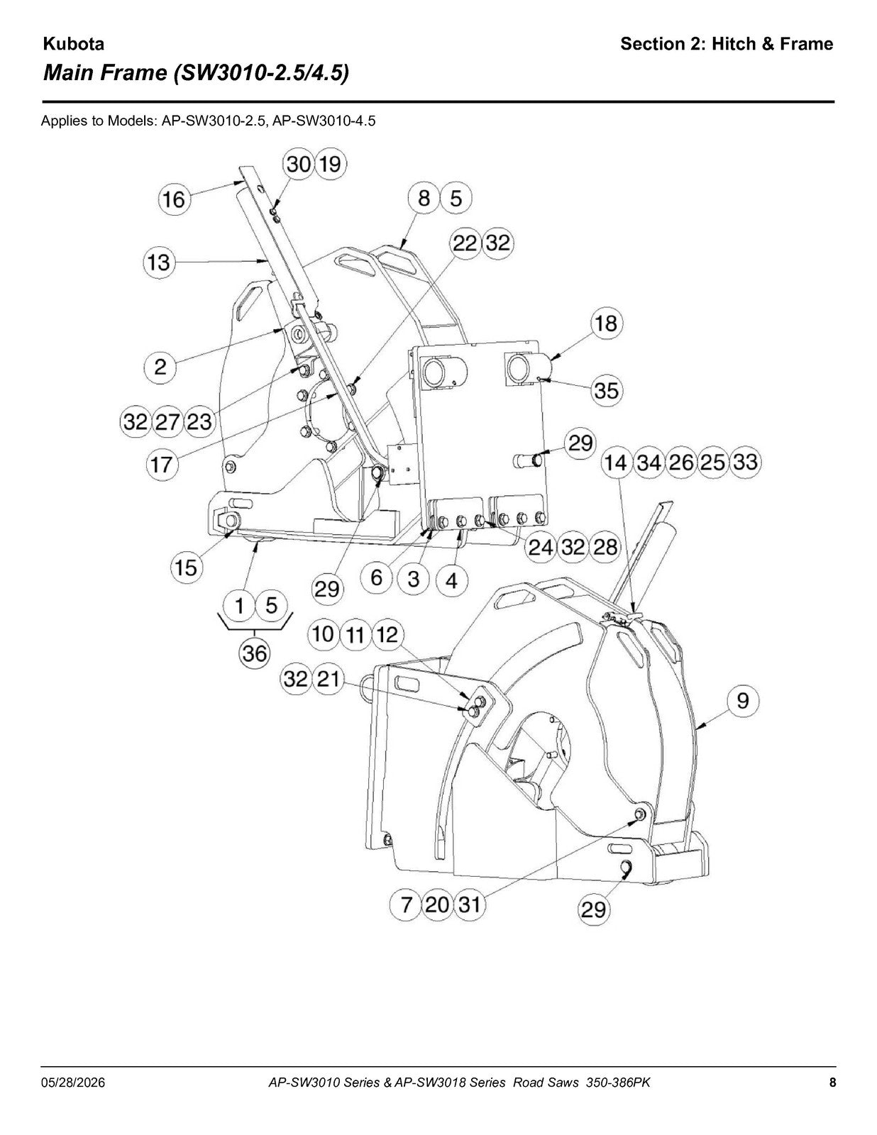 LAND PRIDE SW30 Series Road Saw Parts Manual 2026 - WIRE BOUND - TOUGH COVERS
