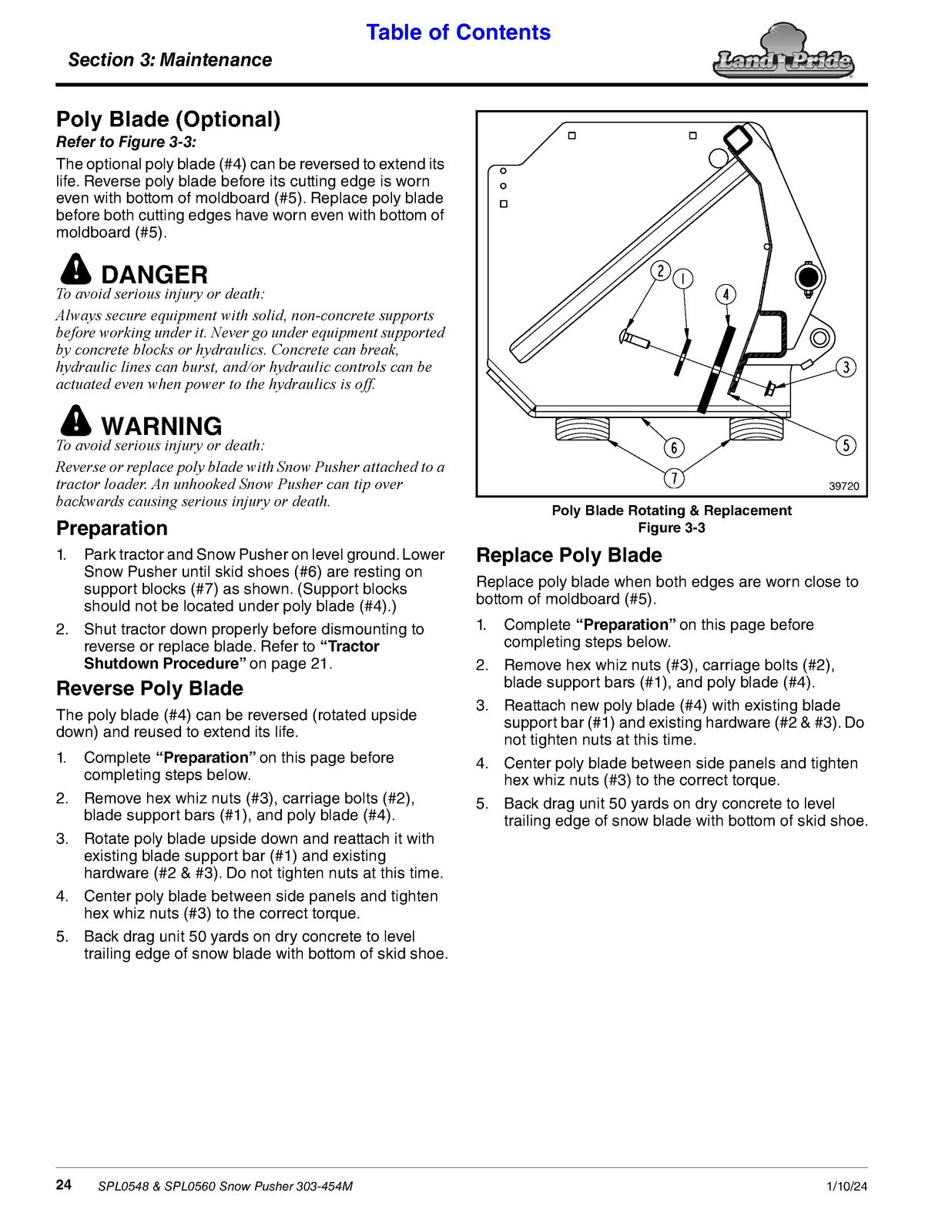 LAND PRIDE SPL05 Series Loader Mount Snow Pushers Operators Manual - WIRE BOUND