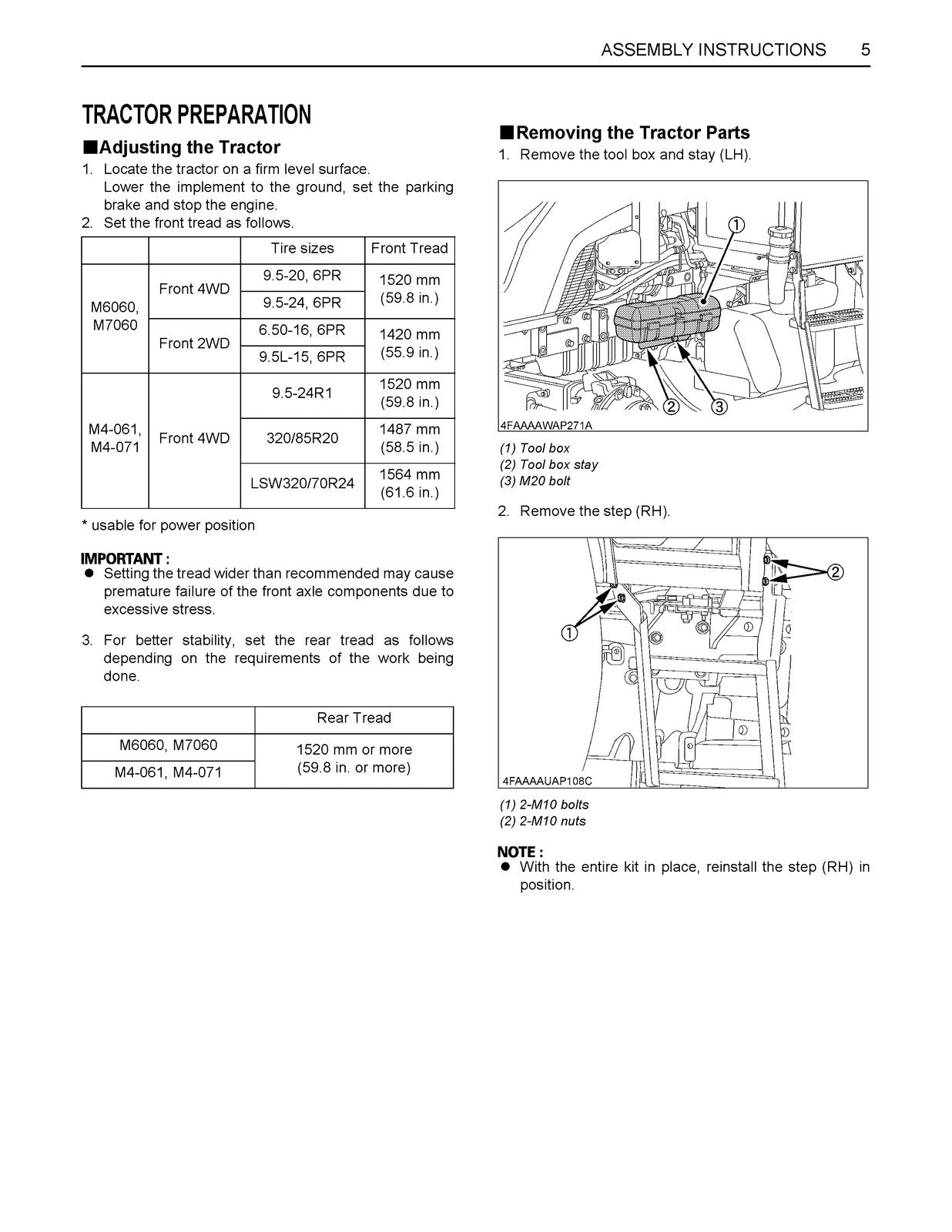 KUBOTA LA1154A EA Loader Assembly Instructions Manual 2019, FOLDOUTS