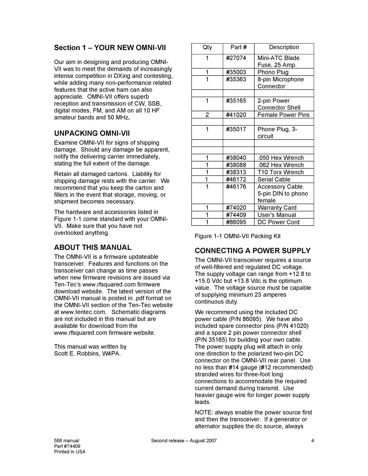 TEN TEC Omni 7 Model 588 HF Transceiver Operators Manual - WIRE BOUND - COVERS