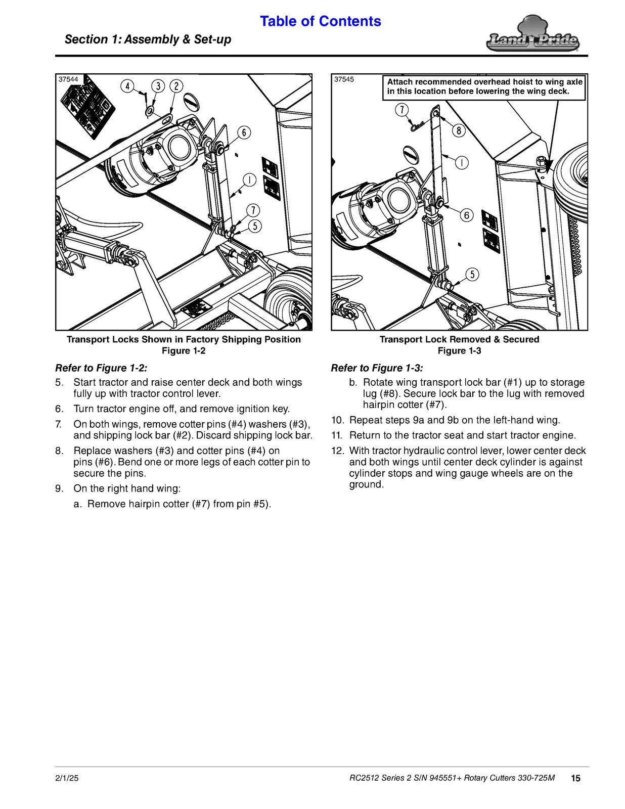 LAND PRIDE RC2512 Rotary Cutters Operators Manual - WIRE BOUND - TOUGH COVERS