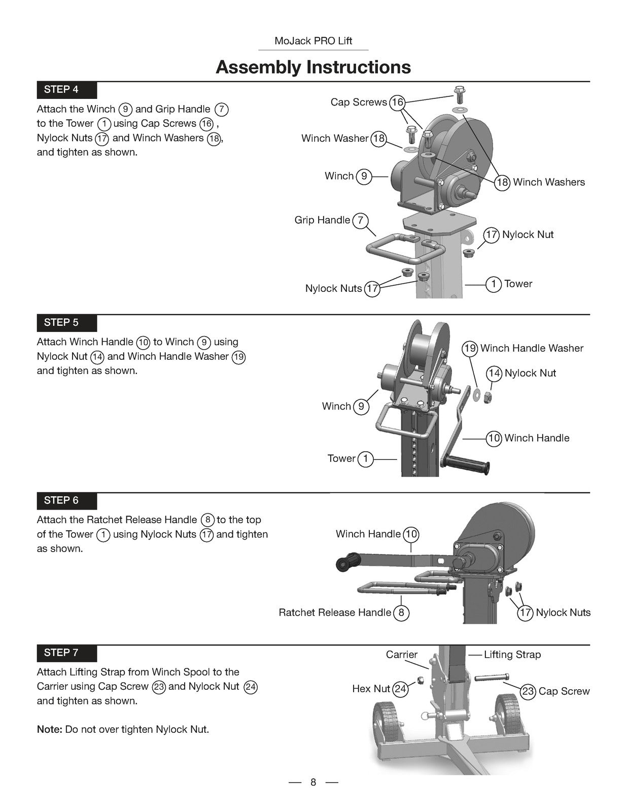 MOJACK PRO Mower Lift Instruction Manual - STEEL WIRE BOUND - PROTECTIVE COVERS