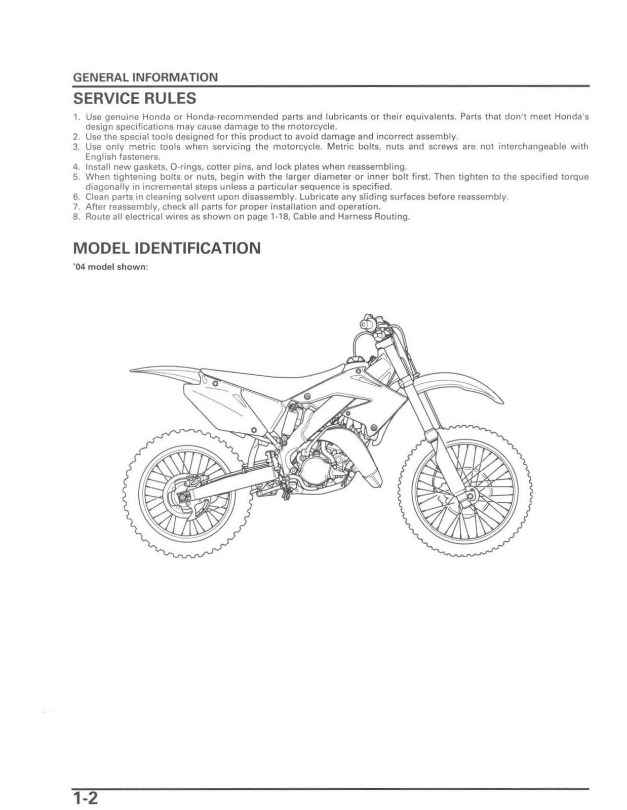 HONDA CR125R Motorcycle Service Manual 2004-2007 - BOUND - COVERS