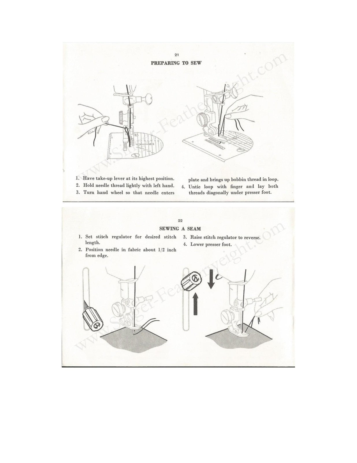 SINGER Featherweight 221 Sewing Machine Instruction Manual 1967 - WIRE BOUND