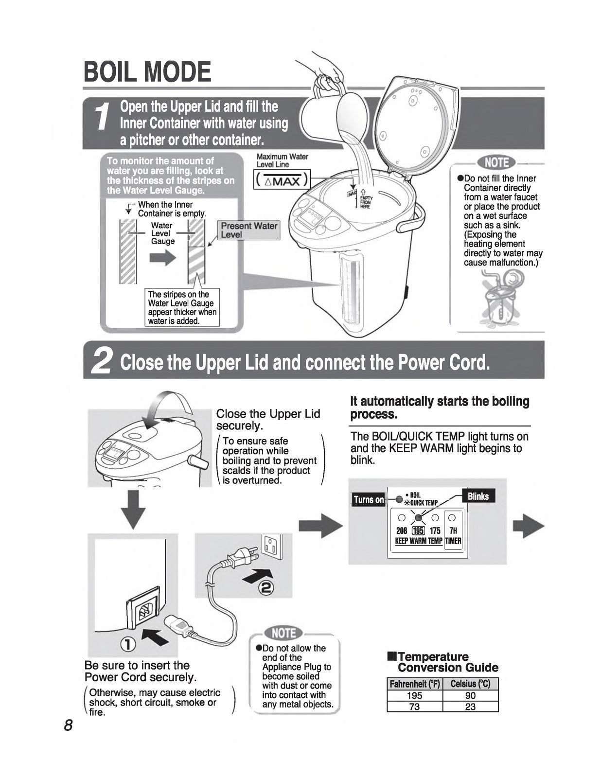 ZOJIRUSHI CD-LTC50 Commercial Water Boiler  Operating Instructions Manual
