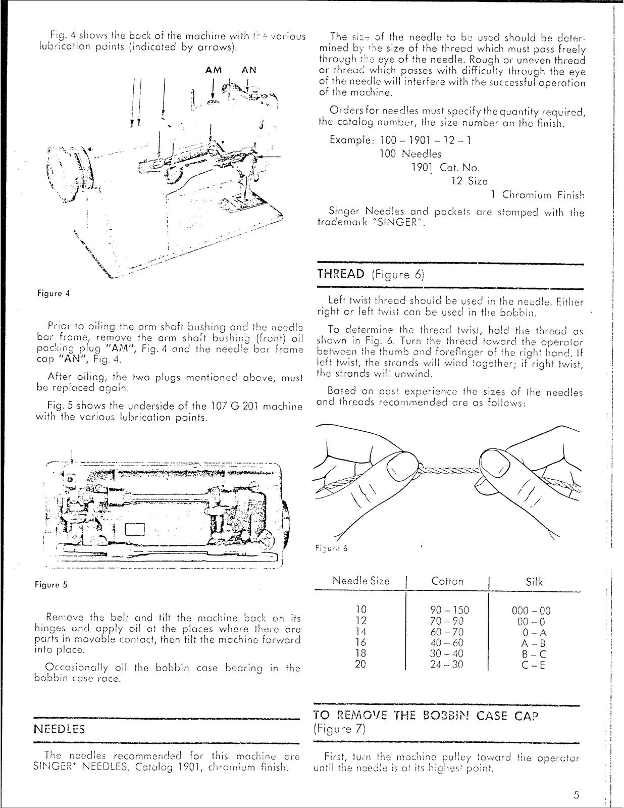 SINGER 107G201 Sewing Machine Service Manual - STEEL WIRE BOUND - TOUGH COVERS