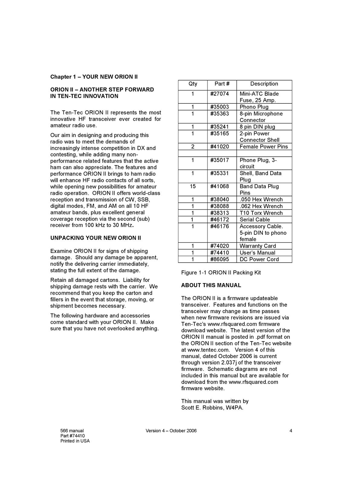 TEN TEC Model 566 Orion II Operators Manual - STEEL WIRE BOUND - TOUGH COVERS