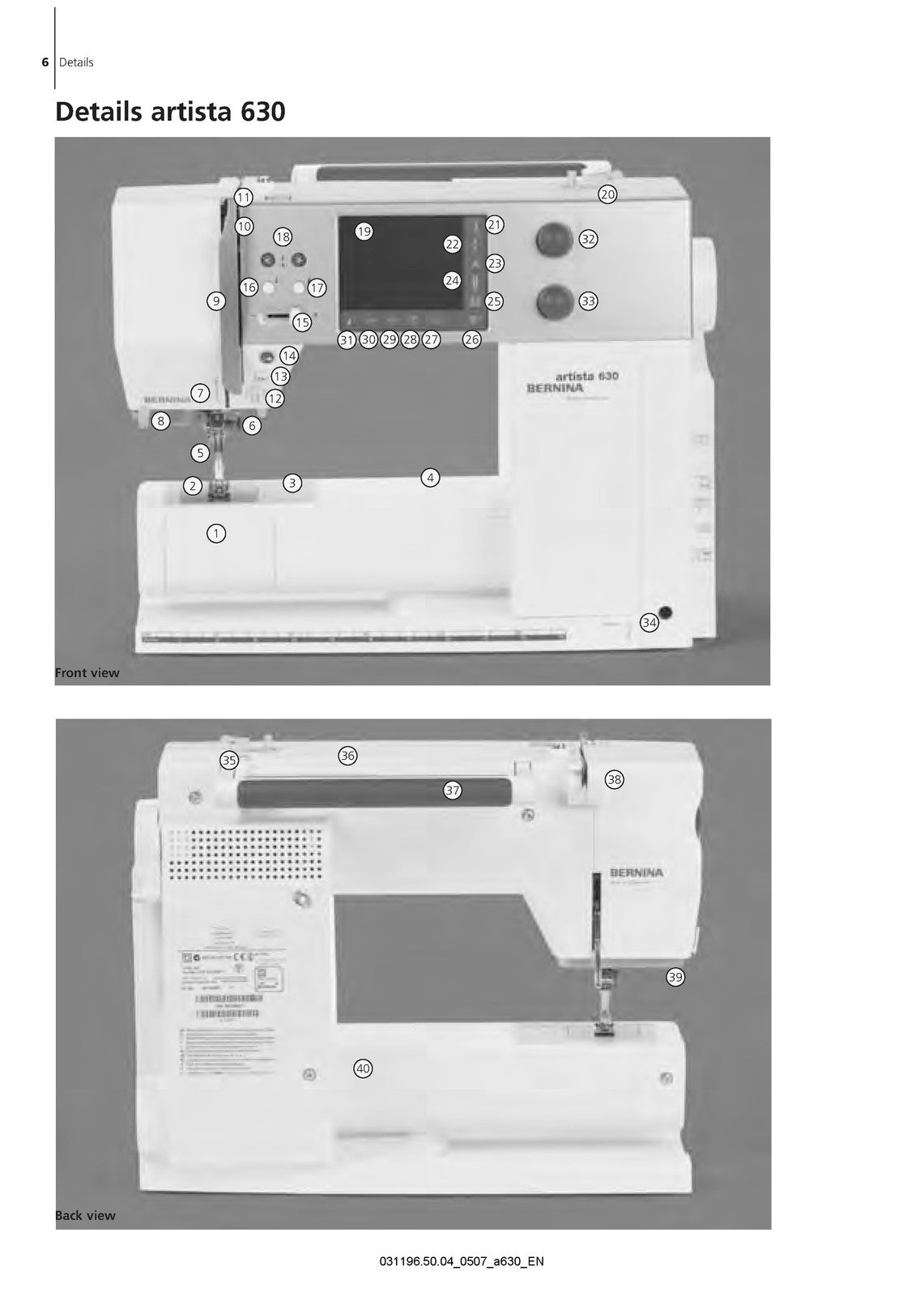 BERNINA Artista 630 635 LE Artista 640 Sewing Machine Instruction Manual - BOUND