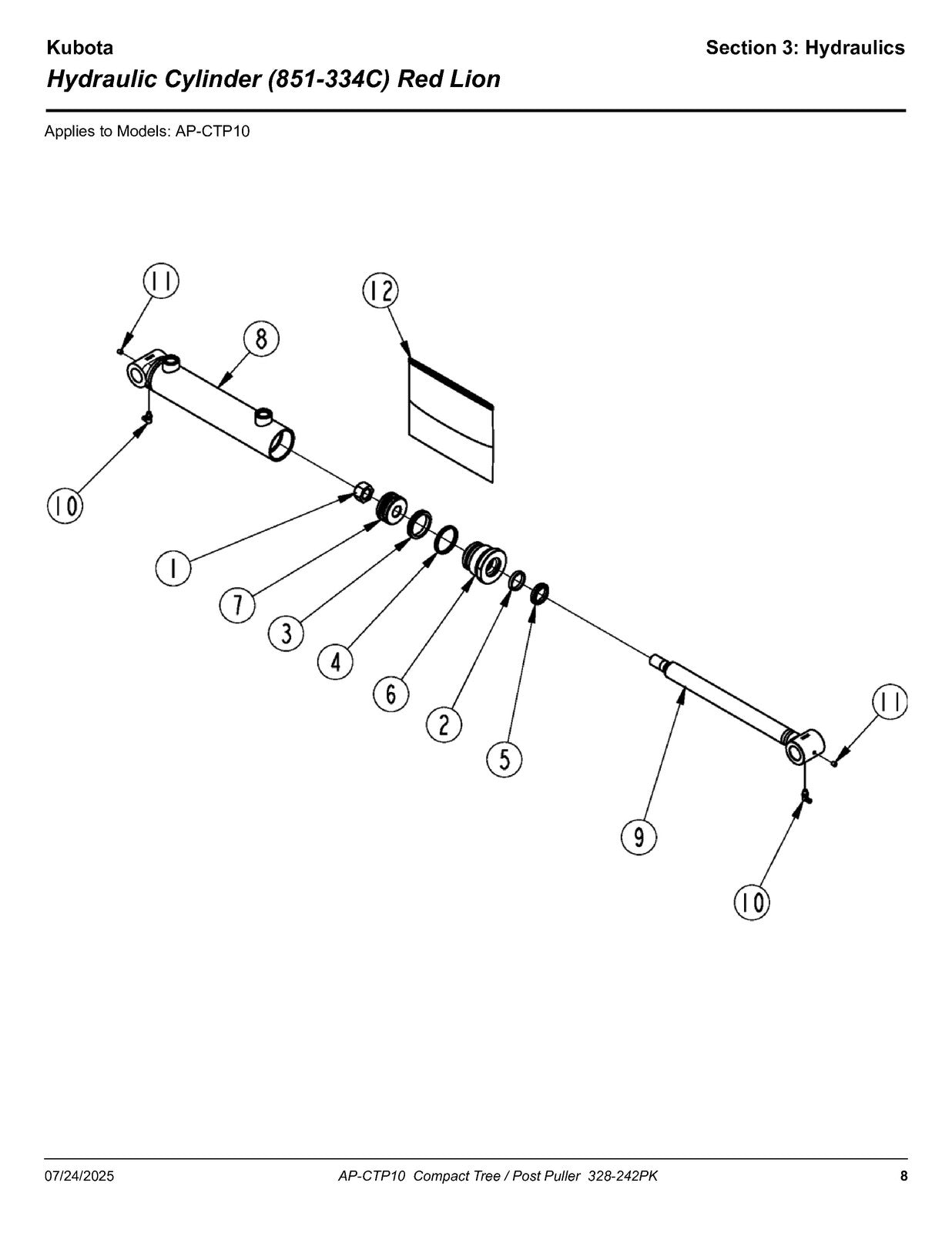 LAND PRIDE CTP10 Series Compact Tree Puller Parts Manual 2025 - WIRE BOUND