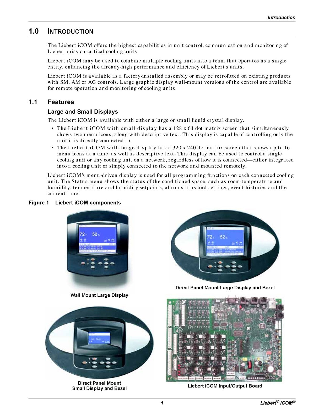 LIEBERT iCOM Intelligent Communications And Monitoring User Manual - WIRE BOUND