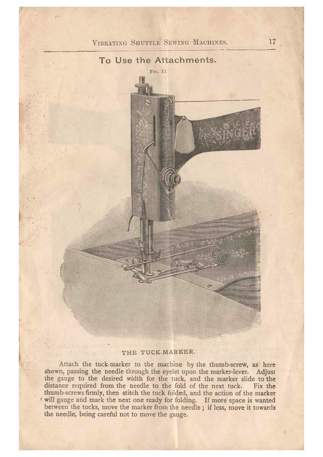 SINGER Vibrating Shuttle Sewing Machine Directions Manual 1891 - WIRE BOUND
