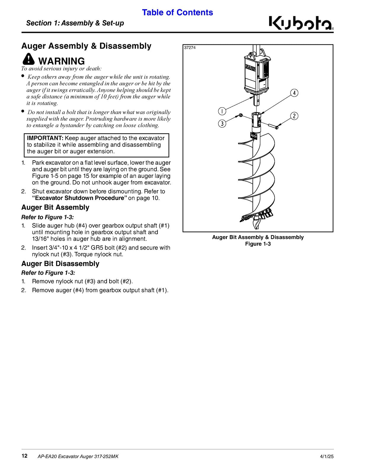 LAND PRIDE EA20 Series Excavator Augers Operators Manual - WIRE BOUND - COVERS