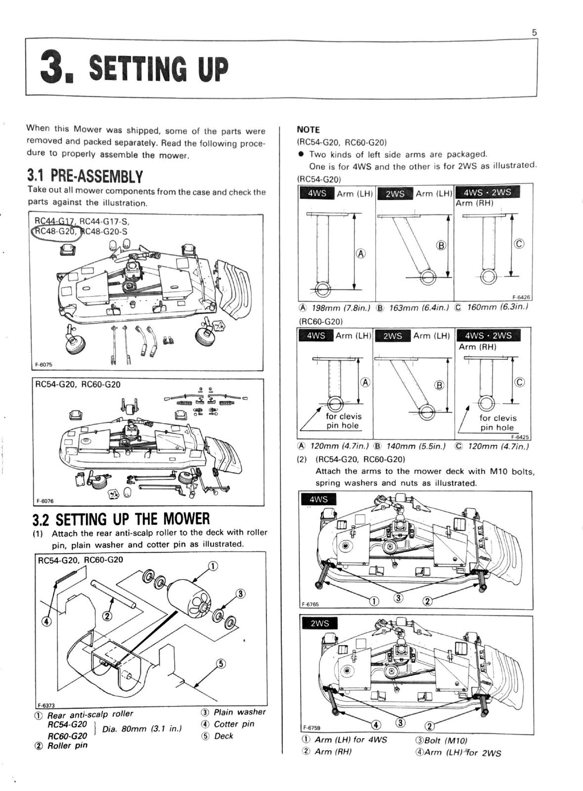 KUBOTA RC44 RC48 RC54 RC60 Mower Operators Manual - WIRE BOUND - TOUGH COVERS