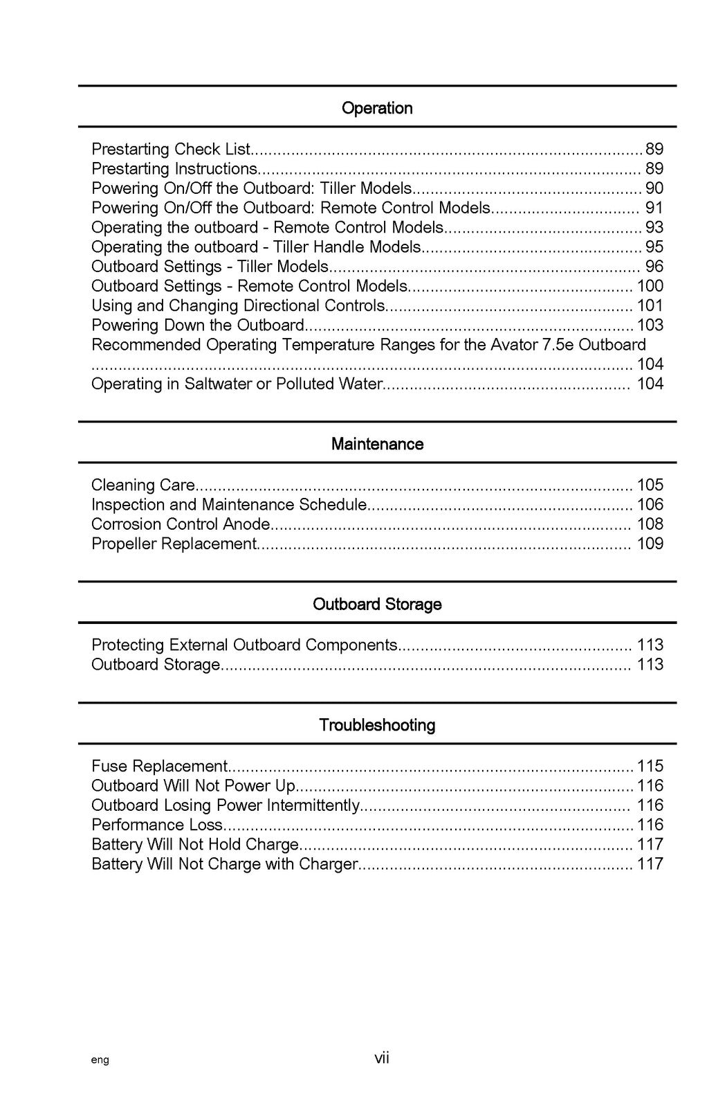 MERCURY Avator 75e Electric Outboard Operators Manual 2023 - WIRE BOUND